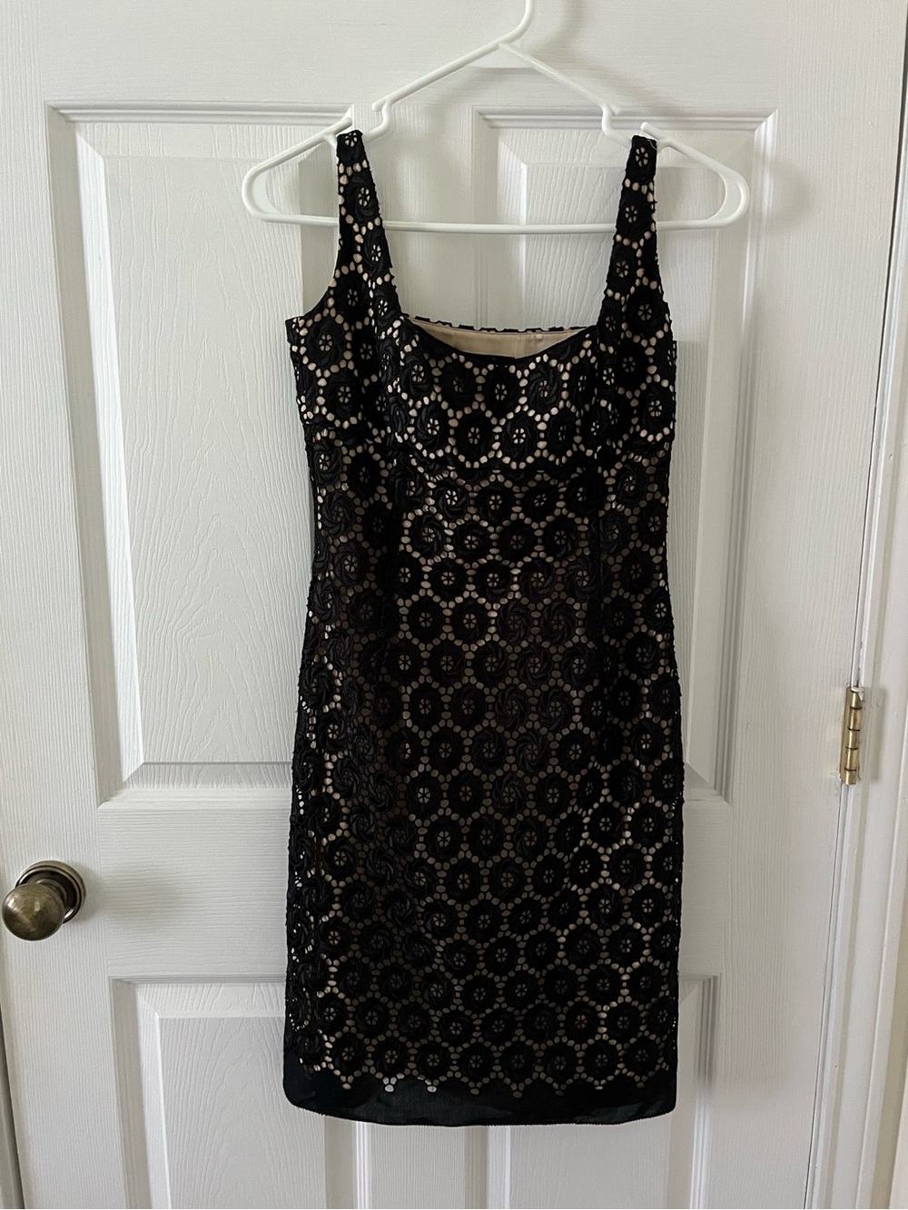 Elie Tahari Black Lace Overlay Sheath Dress